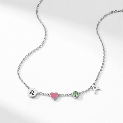 Collana con Iniziale a Forma di Cuore — Placcata Oro 18K - Riveous